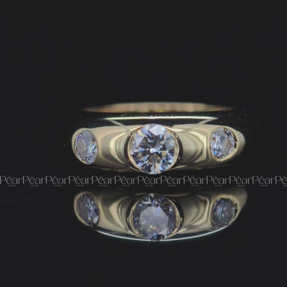 Antique Three Stone 0.5ct Center stone Labgrown Diamond Ring