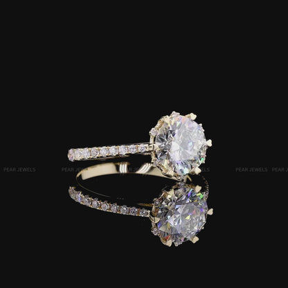 2.00CT Round Lab-Grown Diamond Heart Prong Engagement Ring