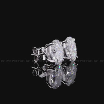 Oval Lab-Grown Diamond Stud Earrings – 3.00 TCW, D Colour, VVS2 Clarity