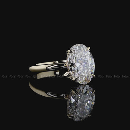 2CT Oval Hidden Halo Lab-Grown Diamond Solitaire Ring - Y