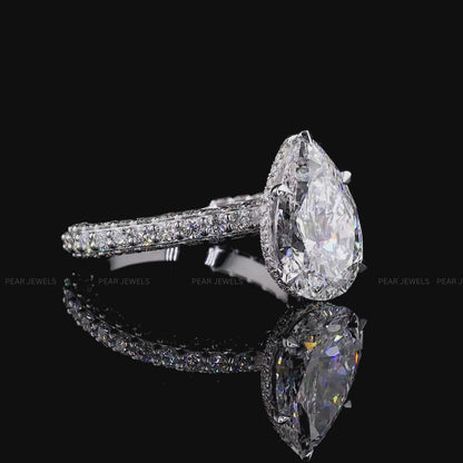 4.00CT Pear Cut Lab-Grown Diamond Engagement Ring with Side Diamonds