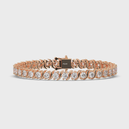 Round Cut Lab grown Diamond S-type Tennis Bracelet