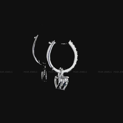 2.00TCW Heart Cut Lab-Grown Diamond Drop Hoop Earrings