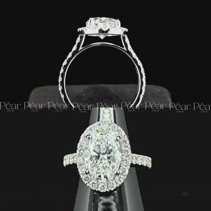 Double Halo Oval & Round Lab Grown Diamond Engagement Ring