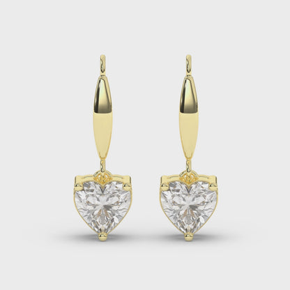 Heart-Shaped Lab-Grown Diamond Dangle Earrings