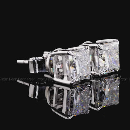Princess Cut Lab-Grown Diamond Stud Earrings in 14K Gold – 2.00 TCW, E Colour, VVS2 Clarity