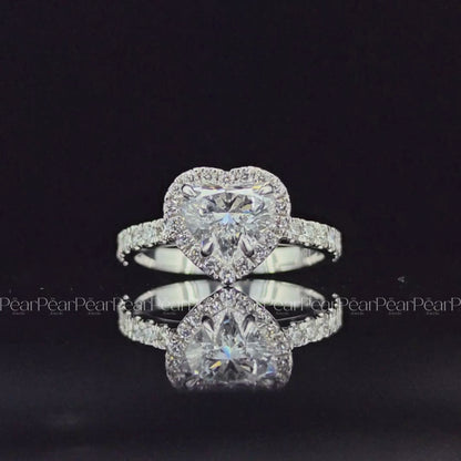 Halo Set Heart Shape Lab grown Diamond Engagement Ring