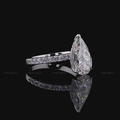 3.00CT Pear Hidden Halo IGI Certified Lab-Grown Diamond Engagement Ring