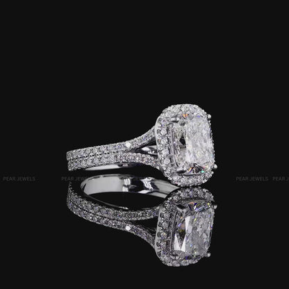 2.00CT Radiant Cut Halo Lab-Grown Diamond Engagement Ring